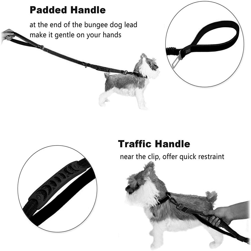 Dotty Bungee Dog Leash - Reflective 4-6ft Adjustable Lead for Medium to Large Dogs